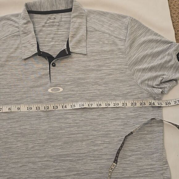 Oakley Tailored Fit Polo Shirt Mens XXL Heather Gray Short Sleeve Spellout, Golf - Picture 4 of 8